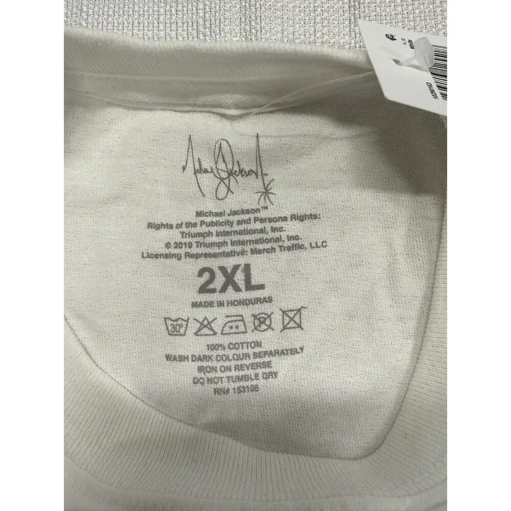 Michael Jackson King Of Pop T-Shirt 2XL White Graphic Tee Licensed 2019 NWT